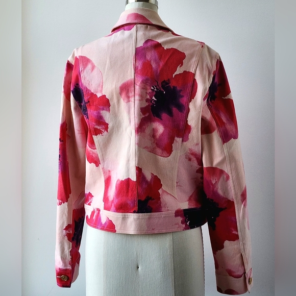 Vintage Céline Pink Floral Denim Jacket SZ 42 FR - Picture 3 of 6